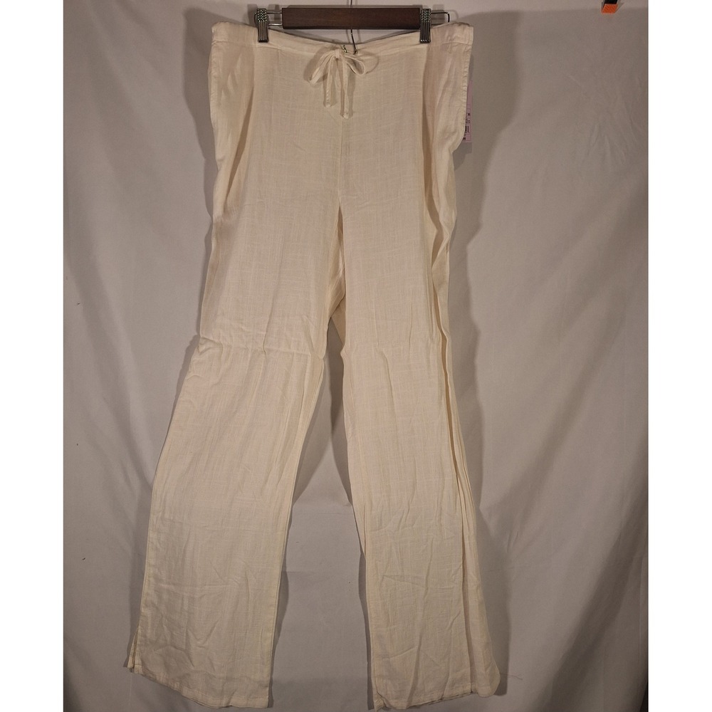 Wild Fable Women's Cream Linen Blend Wide Leg Drawstring Pants - M NEW